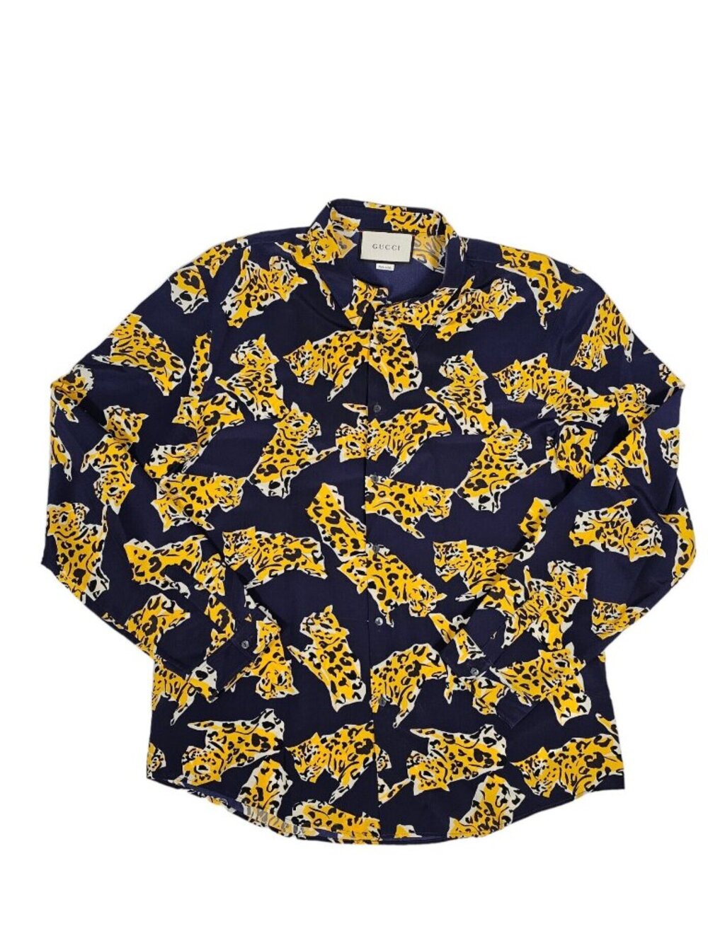 Gucci 2017 Alessandro Michele Silk Animal Leopard Print Shirt IT 43 17